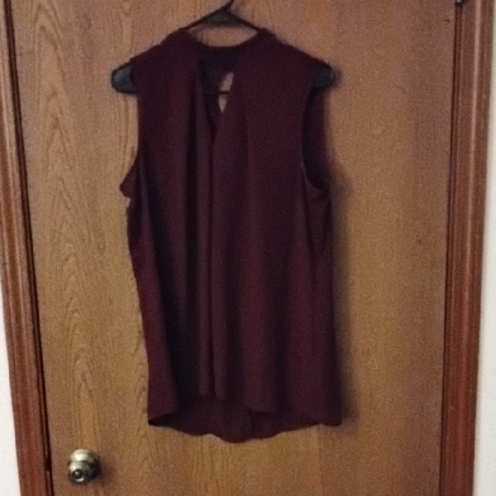 Sleeveless Burgundy Blouse